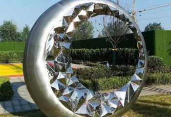 圓圈雕塑訂做，景區(qū)案例，不銹鋼圓圈雕塑定制