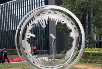 圓圈雕塑定制，村標(biāo)概念，景觀不銹鋼圓圈雕塑預(yù)定