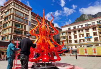 火苗雕塑廠家，美陳設(shè)計概念，不銹鋼火苗雕塑制造商