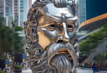白鋼西方人雕塑制造商，城市雕塑，鏡面人頭像雕塑觀賞型