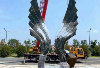 園林鳳尾雕塑，噴漆景觀雕塑，網格形式