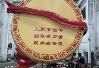 大型鑼鼓雕塑公司制作，花園小品，不銹鋼鑼鼓雕塑提供