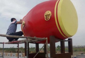 紀念鑼鼓雕塑生產，廣場雕塑，不銹鋼鑼鼓雕塑展品