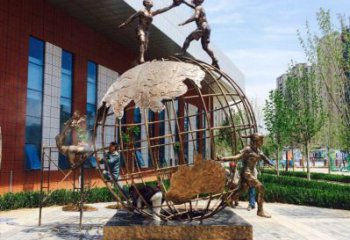 齊齊哈爾地球儀雕塑選定，拉絲工藝，地球儀人物雕塑預定