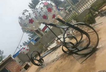 賀蘭大型蒲公英坐凳雕塑，現代元素設計，不銹鋼坐凳雕塑