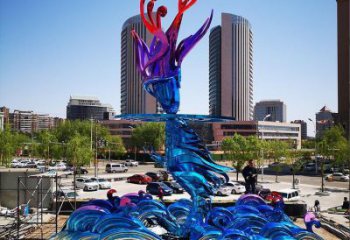 街道海浪雕塑,鍛造景觀雕塑,古銅效果