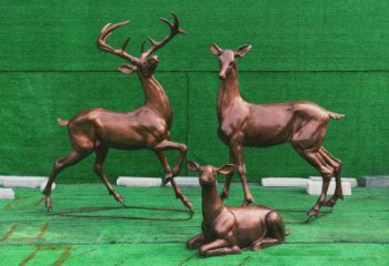 玉樹銅小鹿雕塑批發，鍛造工藝，小鹿銅雕塑承接