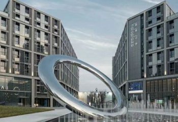 眉山水簾圓環雕塑,直噴式旱地水景噴泉雕塑