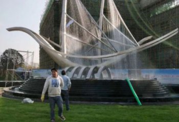 綿陽(yáng)帆船噴泉雕塑，水景水秀組合，旱地帆船噴泉雕塑廠家