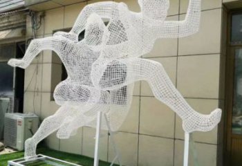 克拉瑪依鏤空健兒雕塑制造，校園雕塑，金屬鐵藝人物雕塑展品