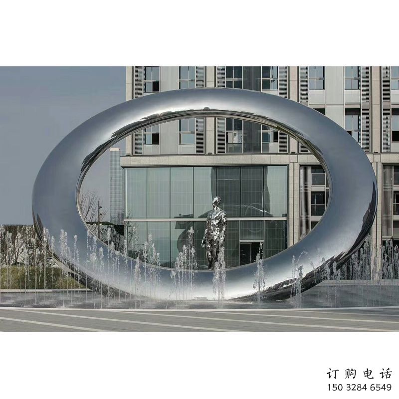 上城小區圓環雕塑，水簾噴泉雕塑，水景藝術效果