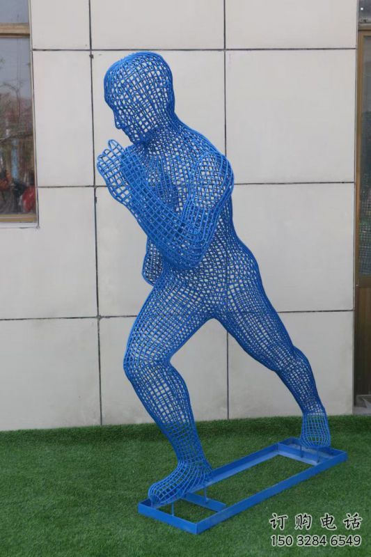 長壽鏤空跑步雕塑，標識雕塑，烤漆鐵藝人物雕塑優選