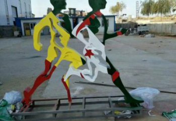 麗江賽跑雕塑，鏤空工藝制作，不銹鋼烤漆體育人物雕塑