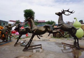 臨滄戶外小鹿批發(fā)，動物雕塑，梅花鹿銅雕塑供求