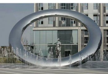 大理小區圓環雕塑,水簾噴泉雕塑,水景藝術效果