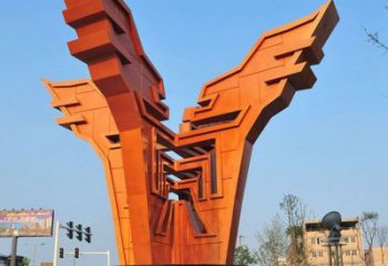 渝北城市精神堡壘雕塑，抽象建筑元素，廣場景觀雕塑小品