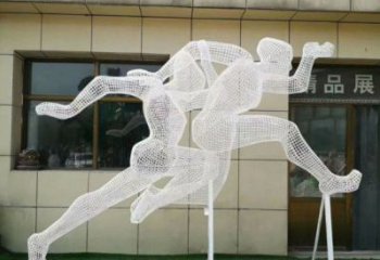 長壽鏤空跨欄雕塑制造商，透雕雕塑，鐵藝體育人物雕塑供給