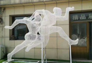 巴南鏤空體育雕塑供求，白鋼構件，鐵藝人物雕塑觀賞型